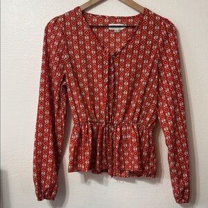 Molly Bracken Red and White Patterned Blouse